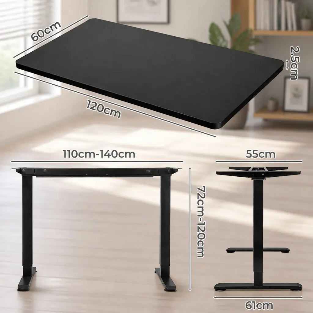 Black Motorised Standing Desk 120cm x 60cm