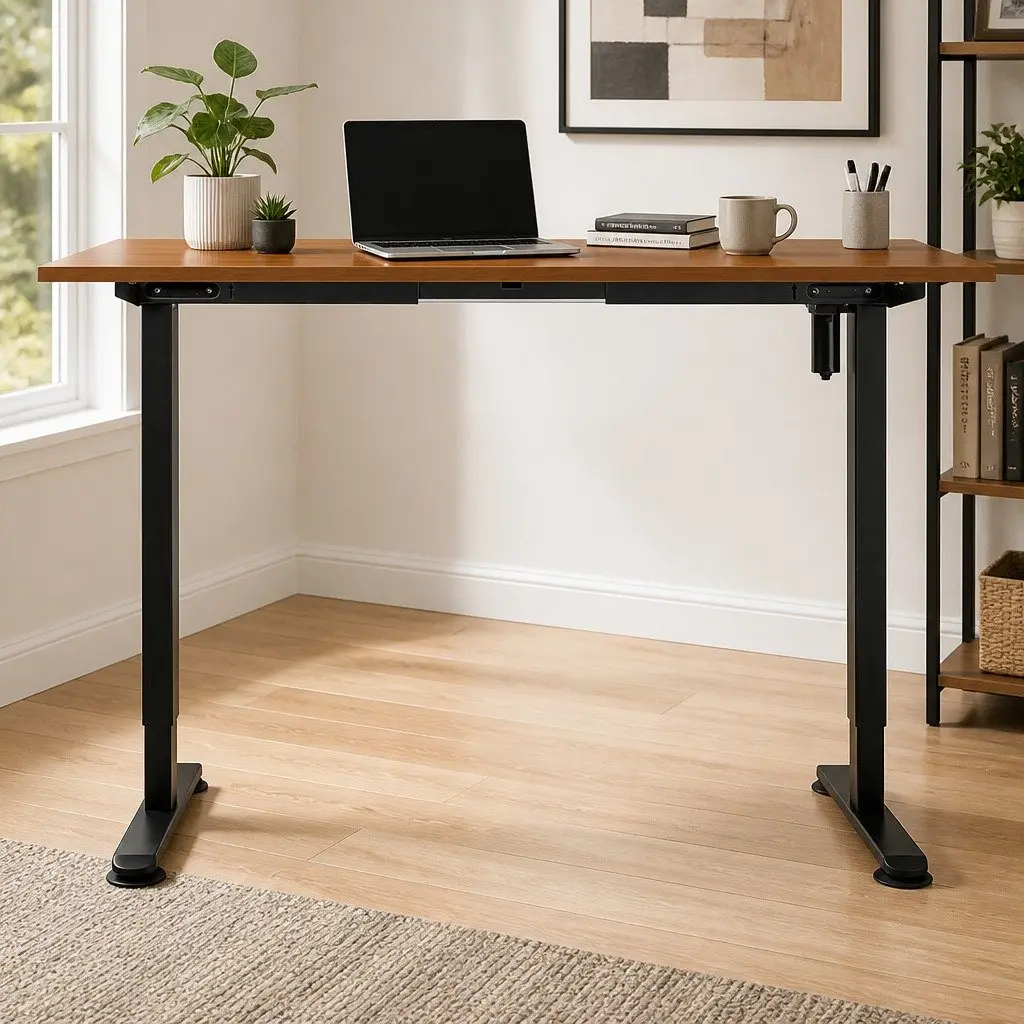 Motorised Standing Desk Height Adjustable Electric Frame 120cm Natural Desktop