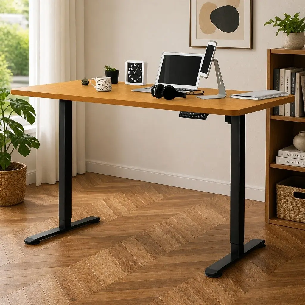 Motorised Standing Desk Height Adjustable Electric Frame 120cm Natural Desktop