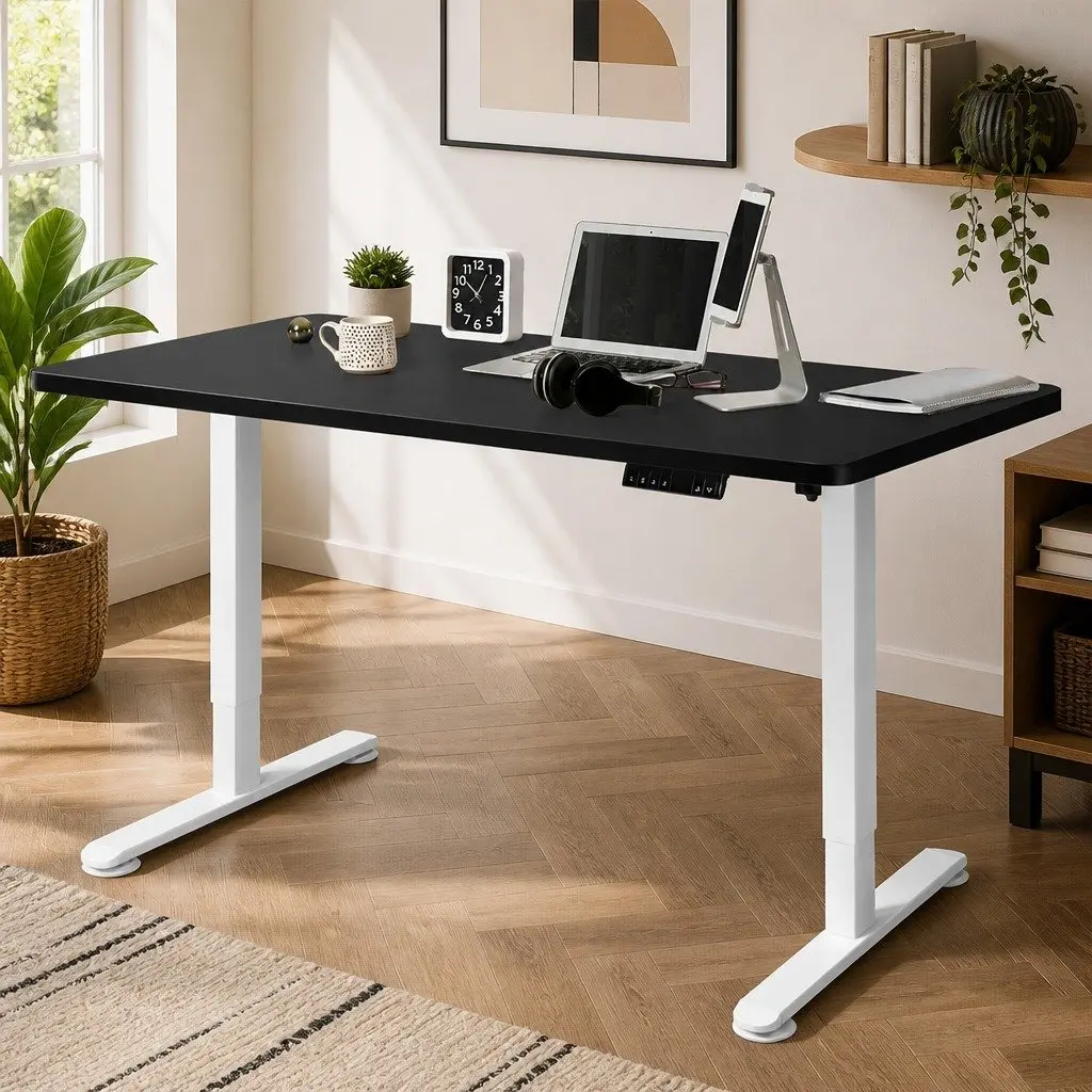 Motorised Standing Desk Height Adjustable 120cm Black Electric Sit Stand Office
