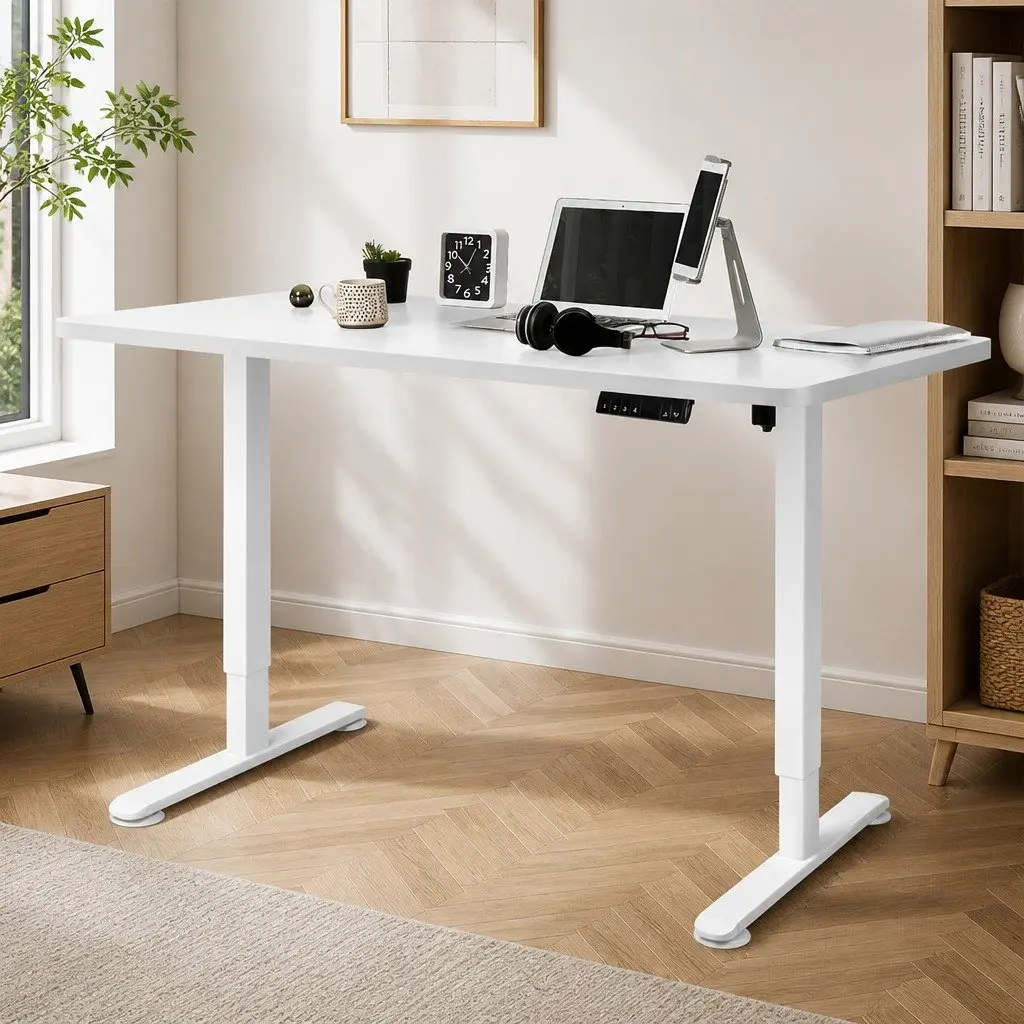 Motorised Standing Desk Height Adjustable Frame 120cm White Electric Office