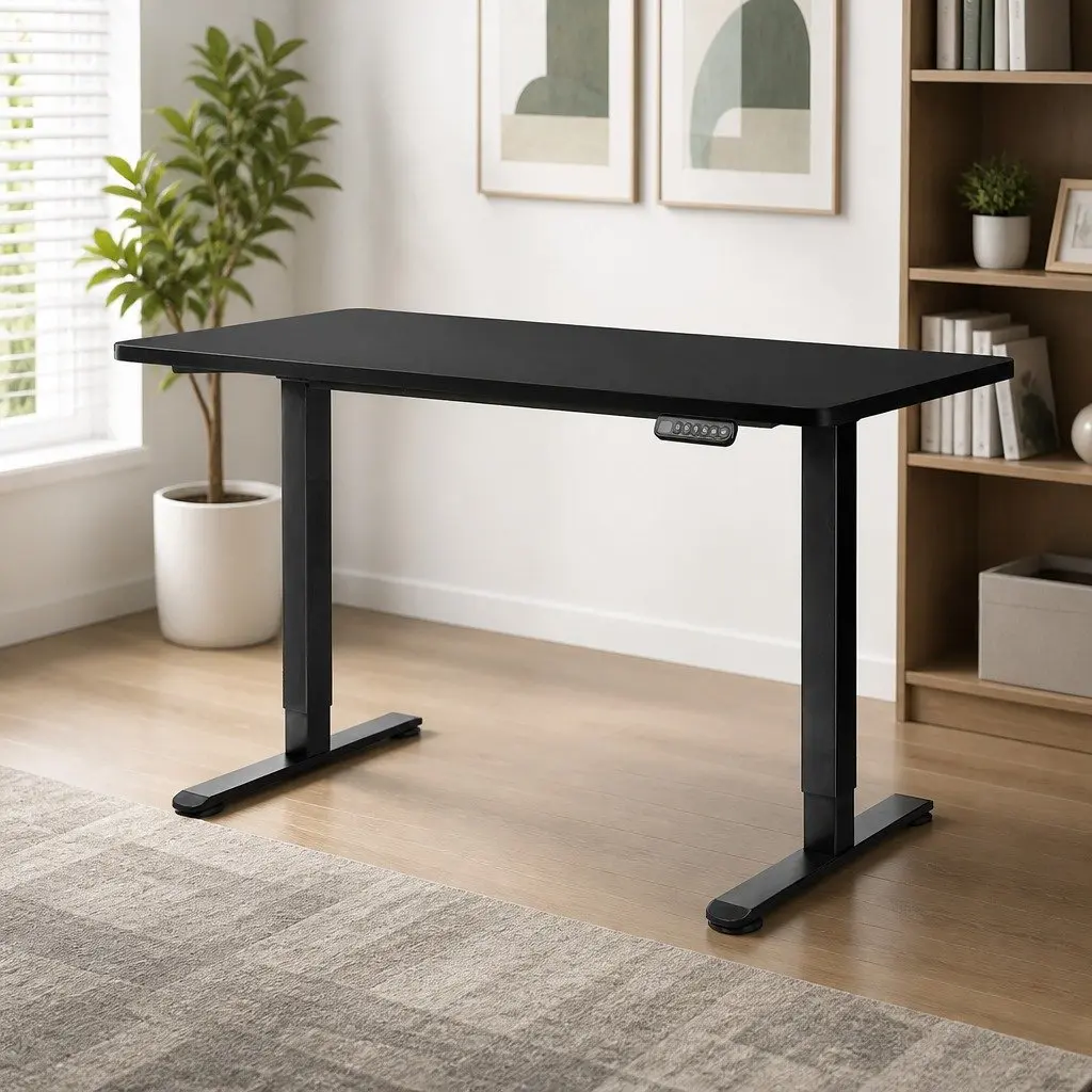 Motorised Standing Desk Adjustable Height Electric Office Table 140cm Black