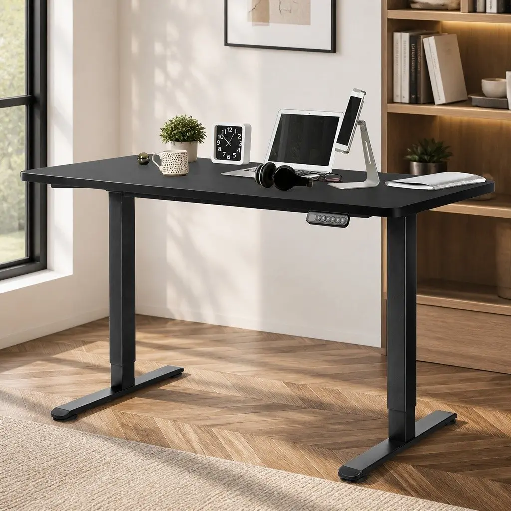 Motorised Standing Desk Adjustable Height Electric Office Table 140cm Black