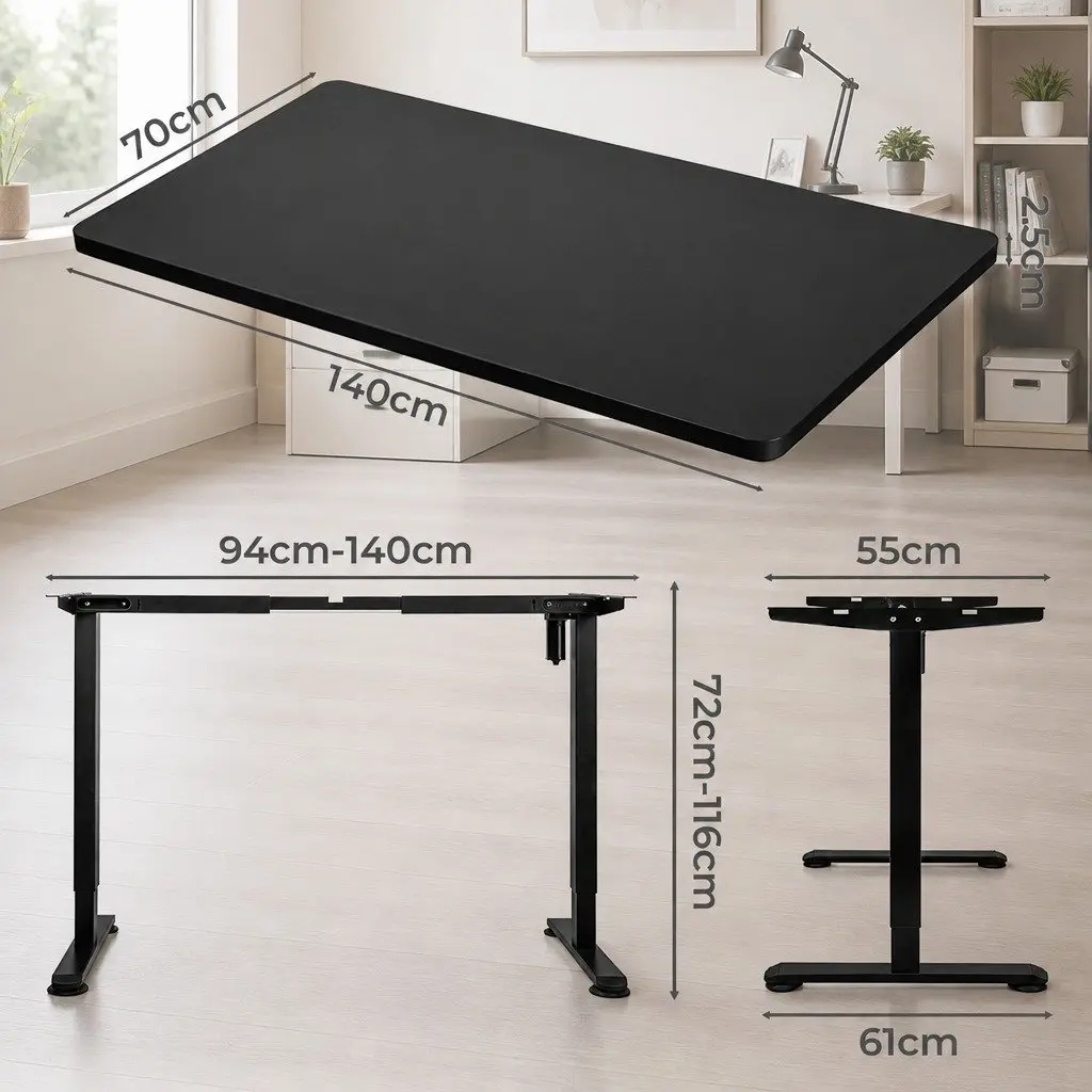 Motorised Standing Desk with Adjustable Height in Black