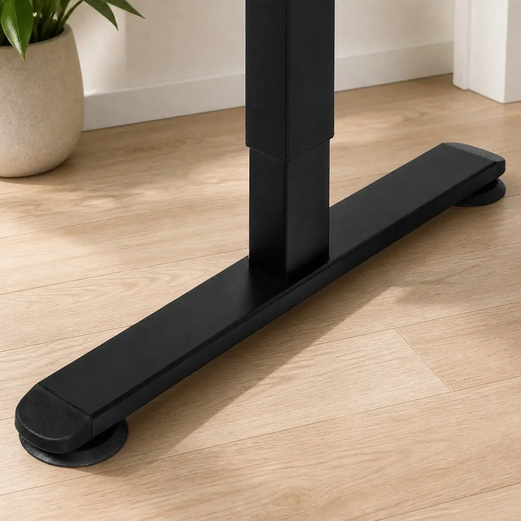 Motorised Standing Desk Adjustable Height 140cm Walnut Desktop Electric Office