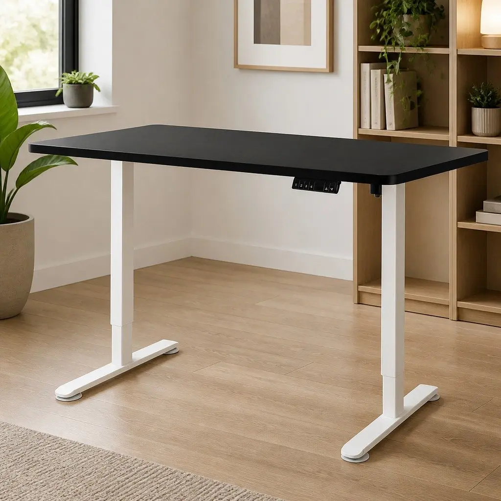Motorised Standing Desk Adjustable Height Electric Frame 140cm Black Office