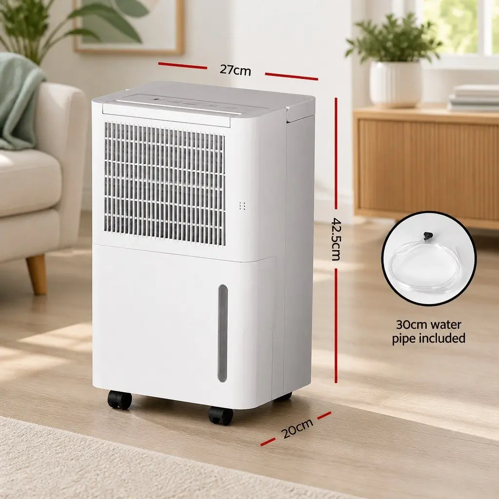Dehumidifier White 12L 2-in-1 Portable Quiet Removes Moisture