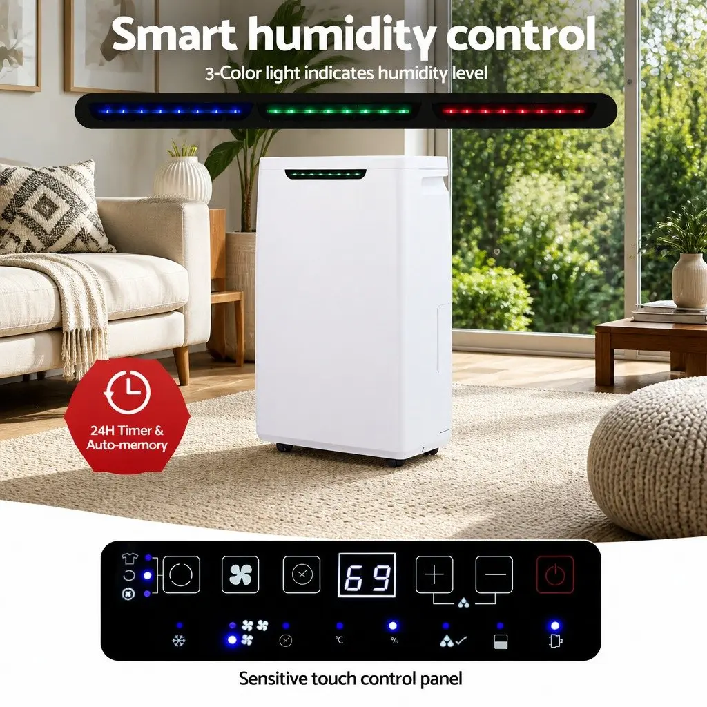 Dehumidifier White 5.5L Tank 16L/Day Portable Air Dryer with Fan and Clothes Drying Modes