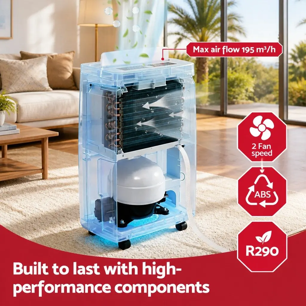 Dehumidifier White 5.5L Tank 16L/Day Portable Air Dryer with Fan and Clothes Drying Modes