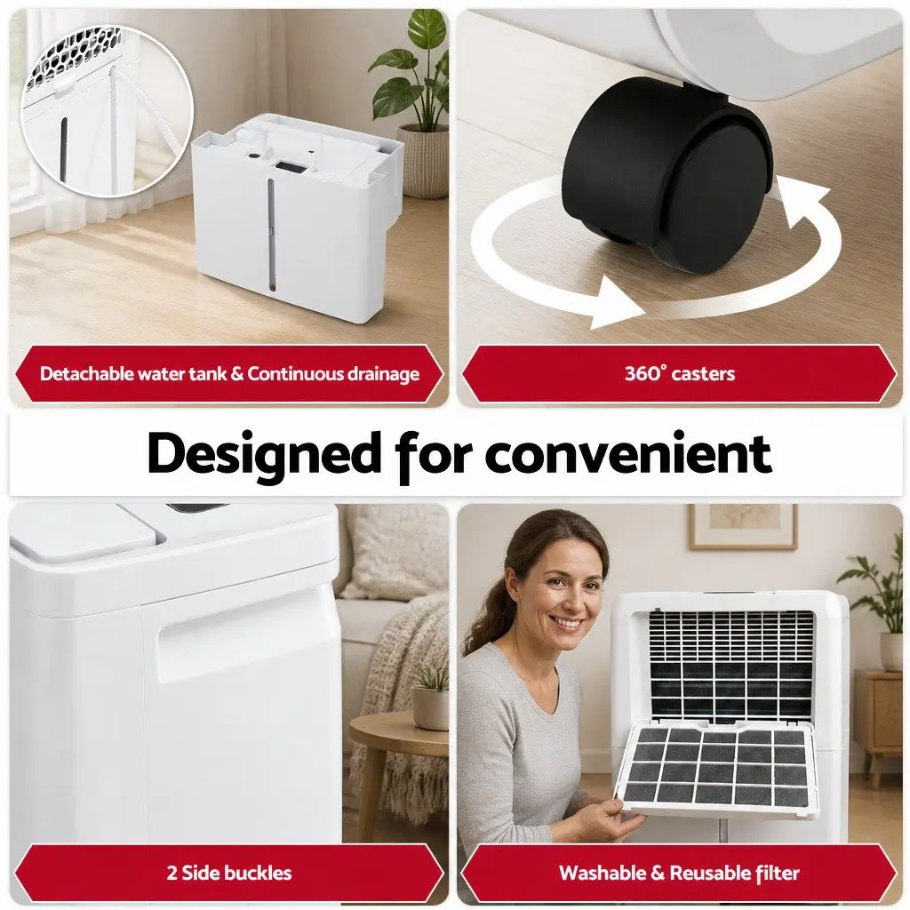 Dehumidifier White 5.5L Tank 16L/Day Portable Air Dryer with Fan and Clothes Drying Modes