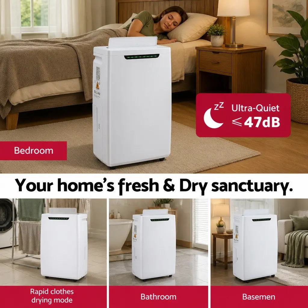 Dehumidifier White 5.5L Tank 16L/Day Portable Air Dryer with Fan and Clothes Drying Modes