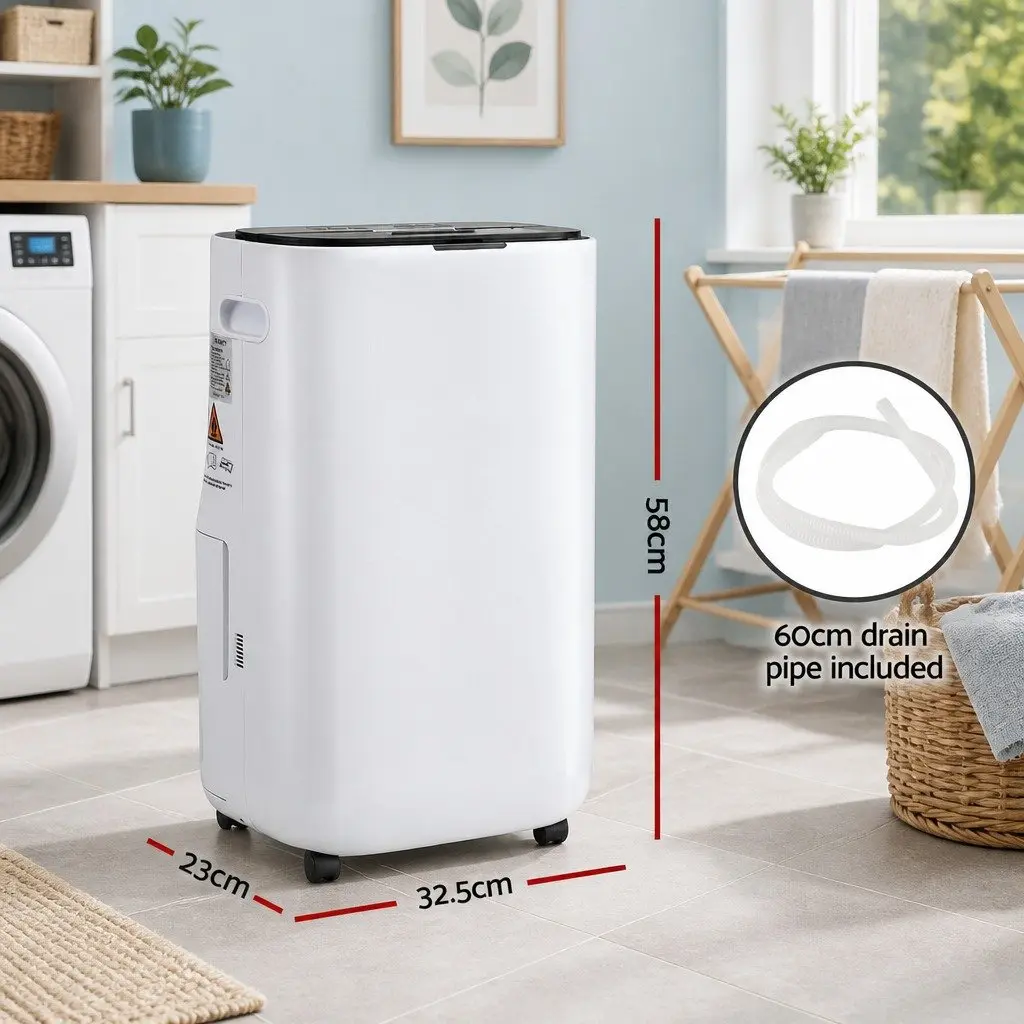 Dehumidifier White Large Room 20L/Day 3-in-1 Fan Clothes Dryer