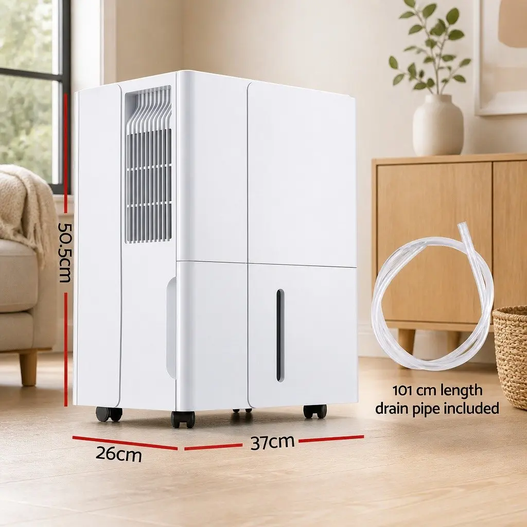 Dehumidifier White 30L/Day Portable Moisture Control with Multiple Operating Modes and Programmable Timer