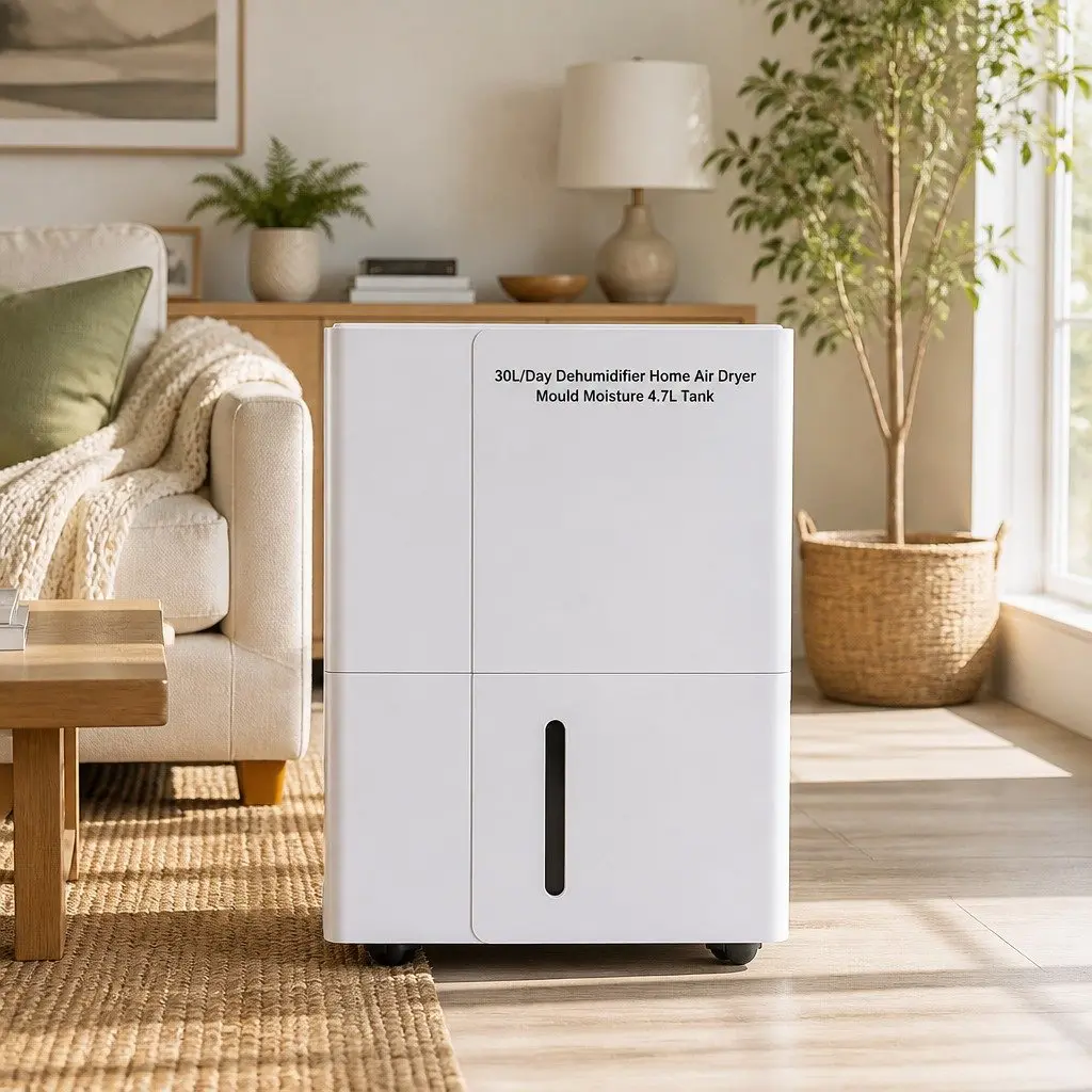 Dehumidifier White 30L/Day Portable Moisture Control with Multiple Operating Modes and Programmable Timer