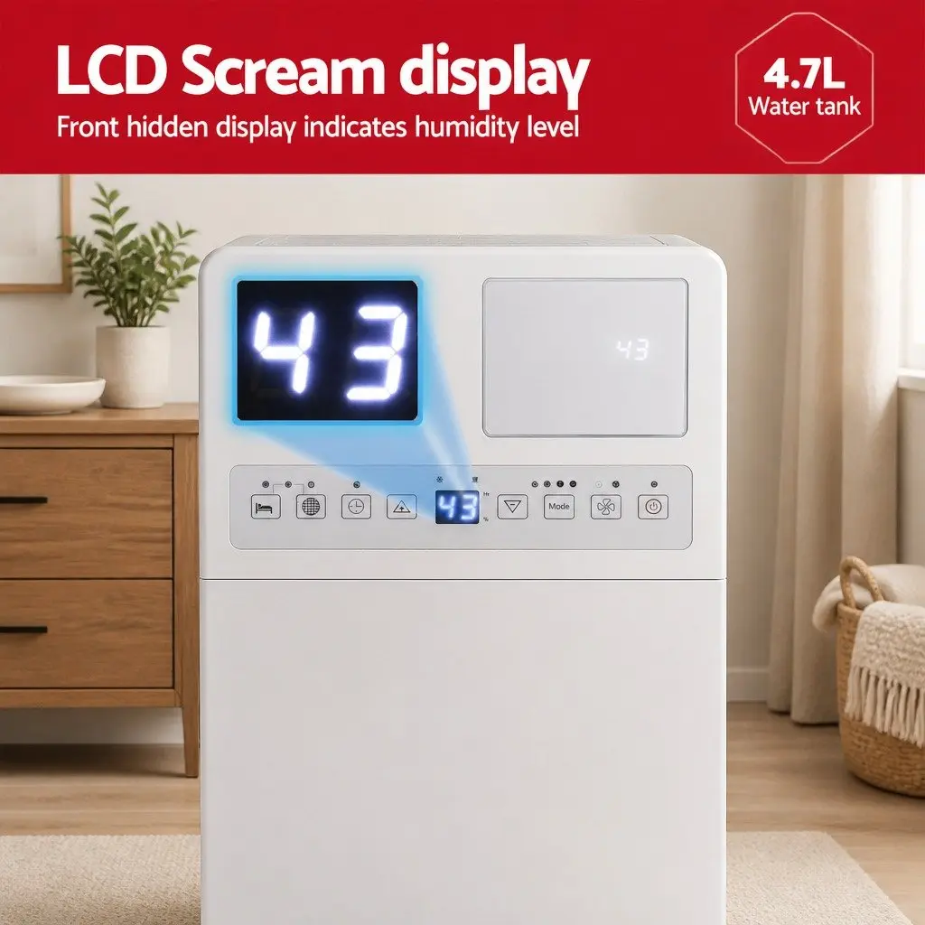 Dehumidifier White 30L/Day Portable Moisture Control with Multiple Operating Modes and Programmable Timer