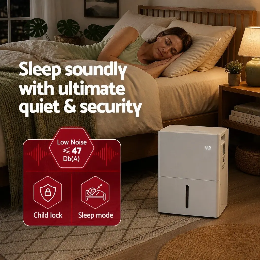Dehumidifier White 30L/Day Portable Moisture Control with Multiple Operating Modes and Programmable Timer