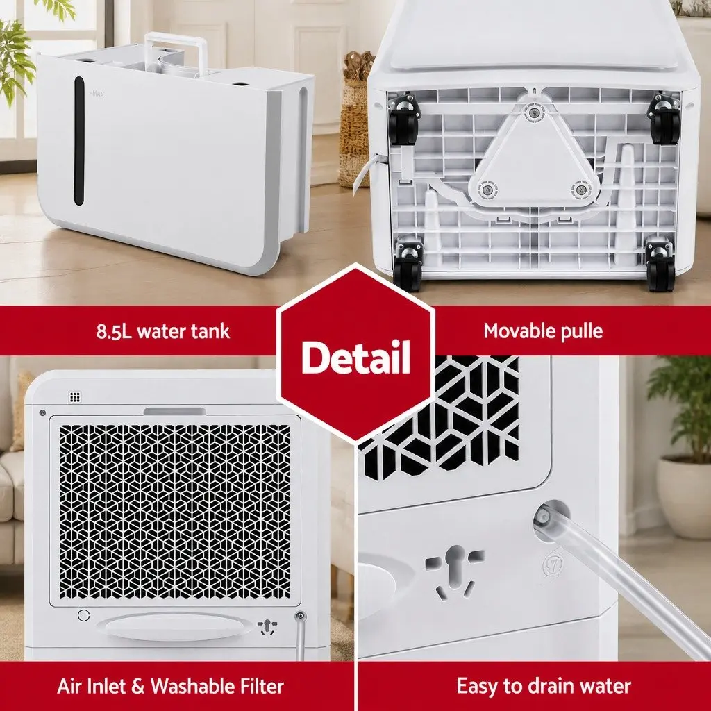 Dehumidifier White Large Room 50L/Day Laundry Mode Timer