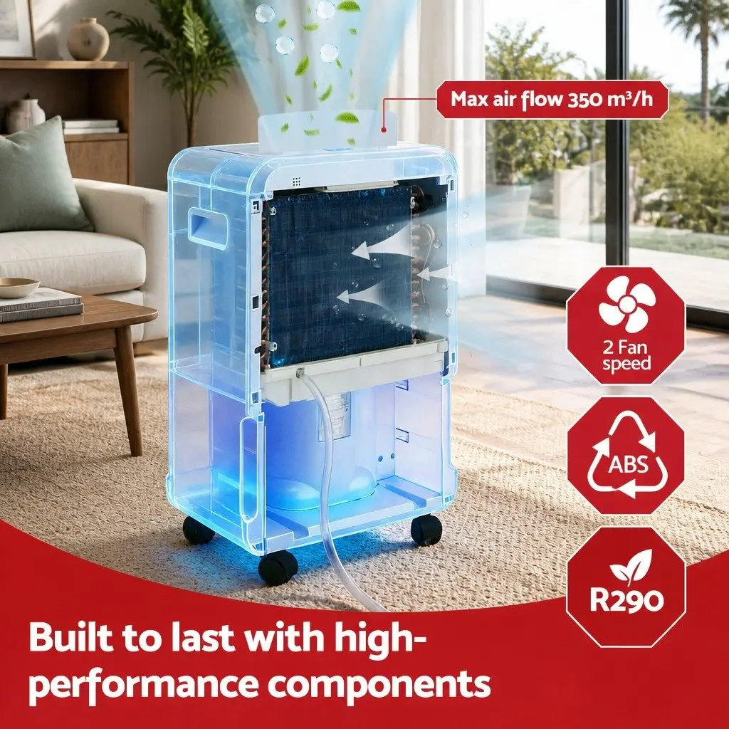 Dehumidifier White 70L/Day Large Space Moisture Absorber with 8.5L Water Tank and Continuous Drain Hose