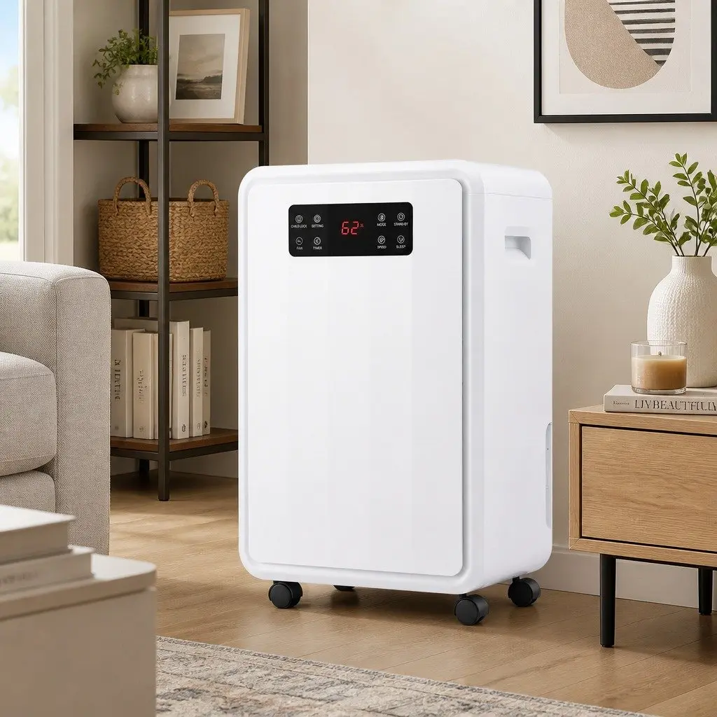 Dehumidifier White 70L/Day Large Space Moisture Absorber with 8.5L Water Tank and Continuous Drain Hose