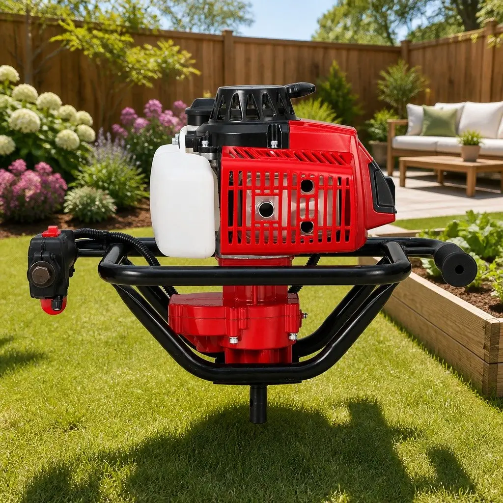 Post Hole Digger Red 63cc 2-Stroke Single Cylinder Air-Cooled Engine