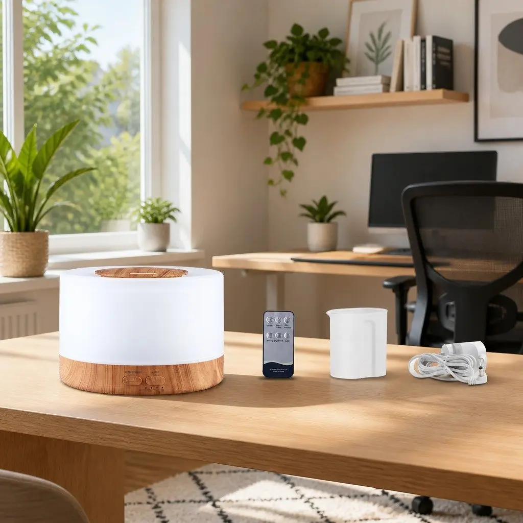 Aroma Diffuser Light Wood 500ml 4-in-1 Humidifier Night Light Remote Control
