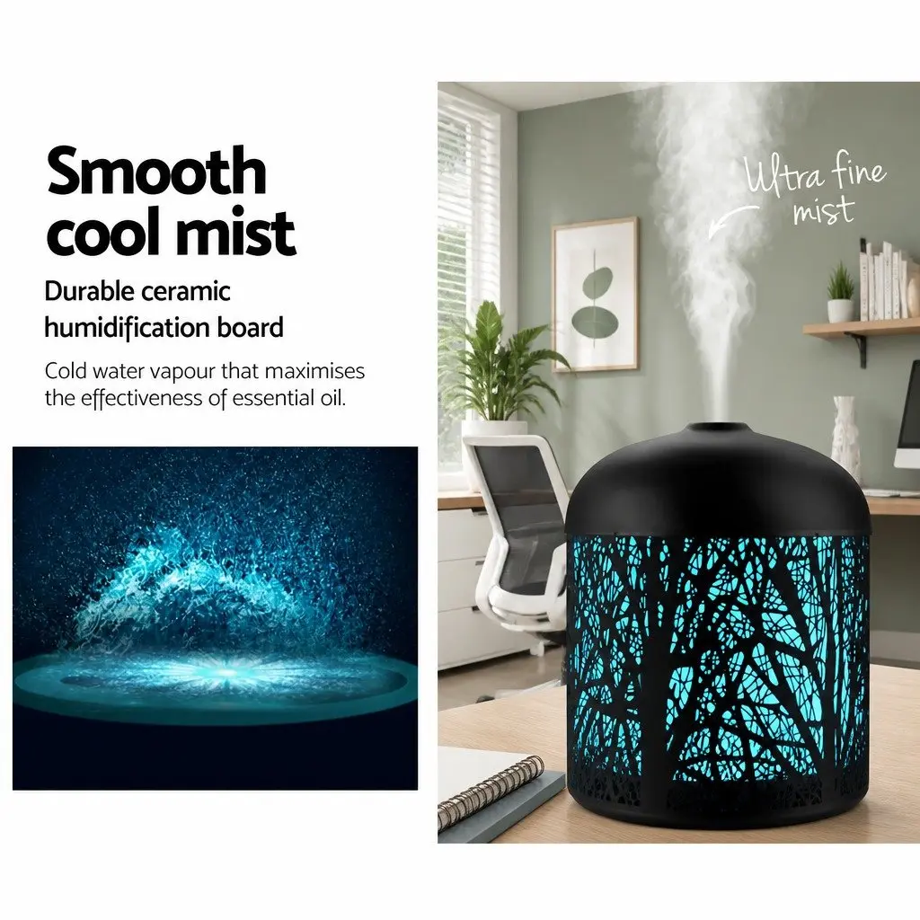Aroma Diffuser Black 160ml Ultrasonic Technology 4-in-1 Function Night Light