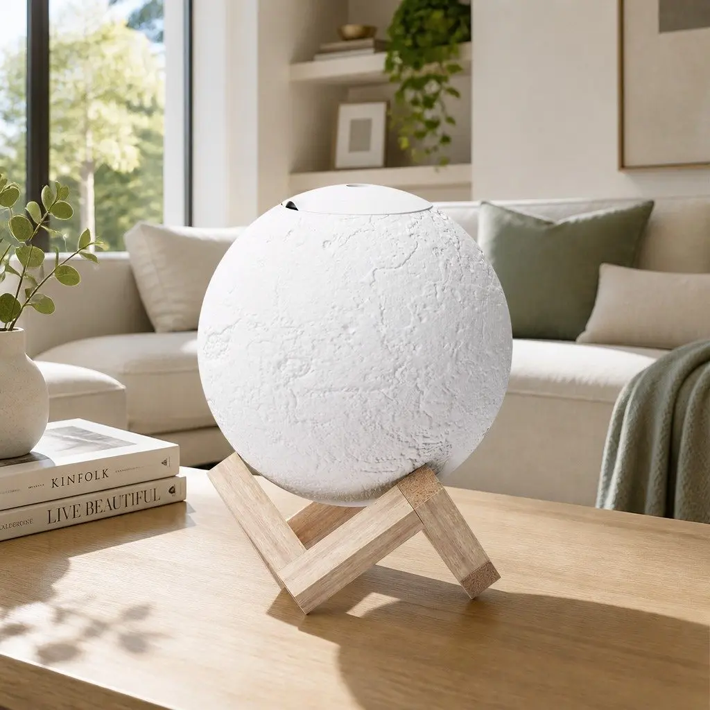Aroma Diffuser White 880ml Moon Lamp Humidifier Night Light
