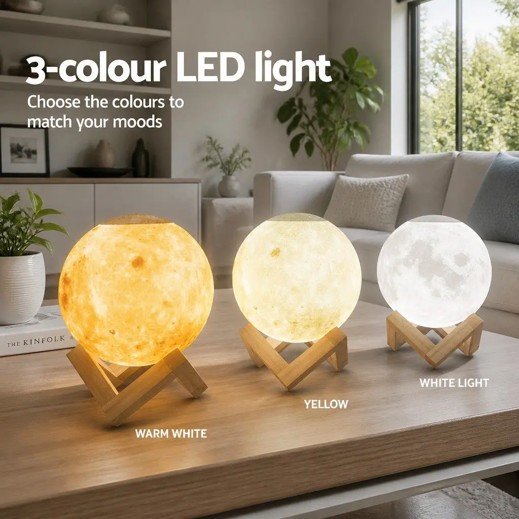 Aroma Diffuser White 880ml Moon Lamp Humidifier Night Light