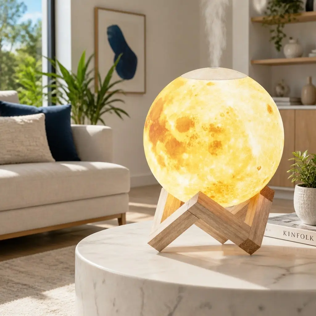 Aroma Diffuser White 880ml Moon Lamp Humidifier Night Light