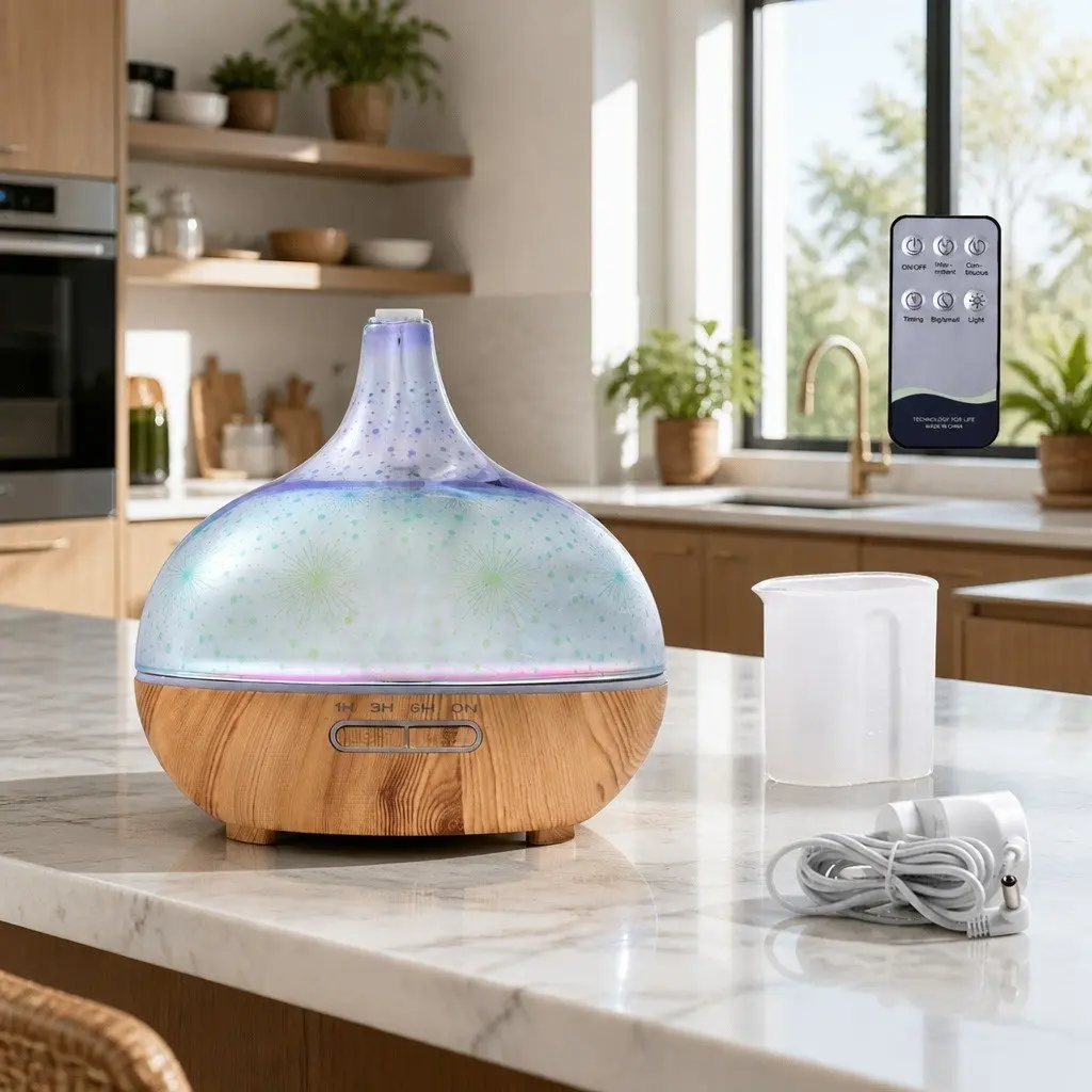 Aroma Diffuser Silver 400ml Ultrasonic 3D Light Effect Aromatherapy Purifier