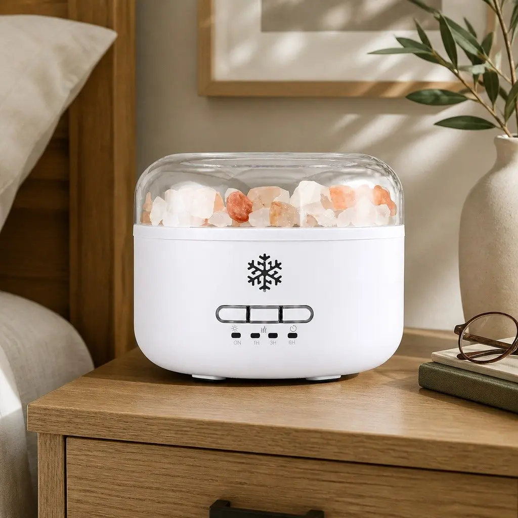 Aroma Diffuser White 150ml Ultrasonic Humidifier with Salt Lamp and 7 LED Color Night Light