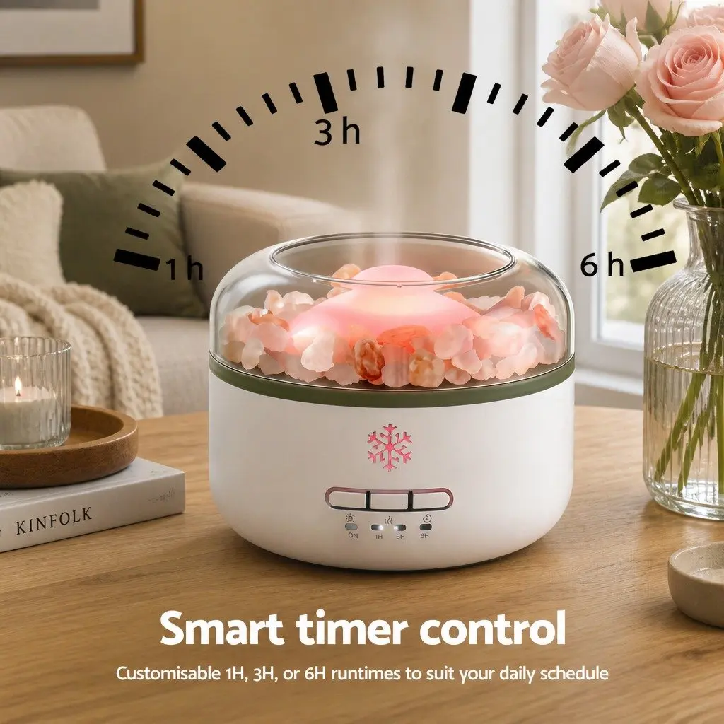 Aroma Diffuser White 150ml Ultrasonic Humidifier with Salt Lamp and 7 LED Color Night Light