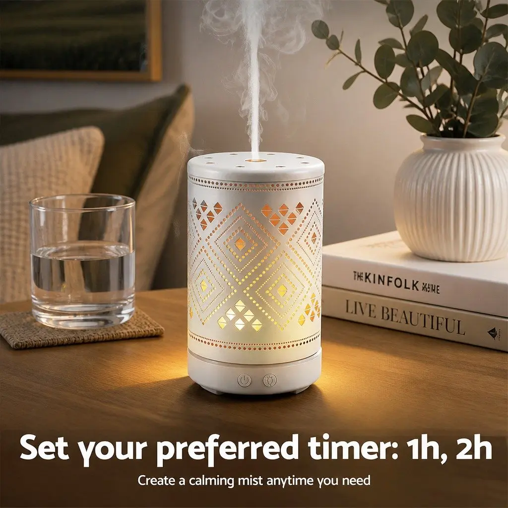 Ultrasonic Aroma Diffuser White 100ml 4-in-1 Aromatherapy Humidifier Night Light