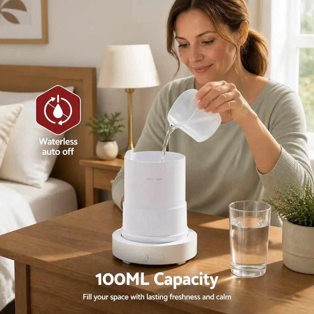 Ultrasonic Aroma Diffuser White 100ml 4-in-1 Aromatherapy Humidifier Night Light