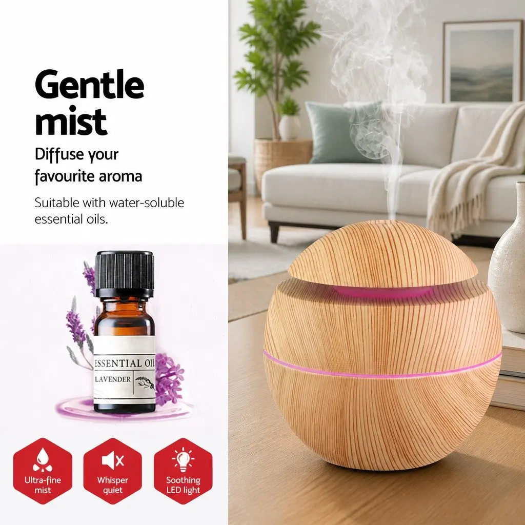 Aroma Diffuser Light Wood 130ml 4 in 1 Humidifier Night Light