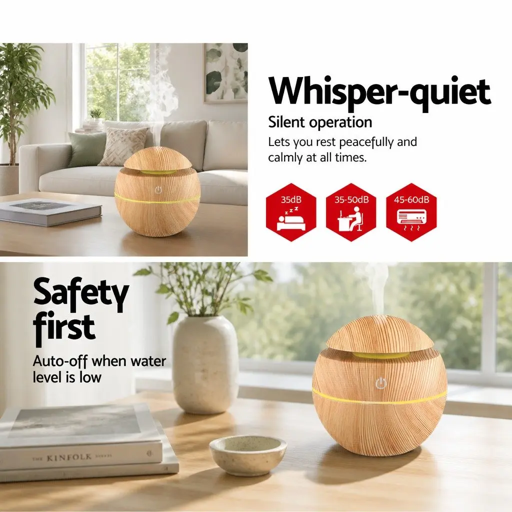 Aroma Diffuser Light Wood 130ml 4 in 1 Humidifier Night Light