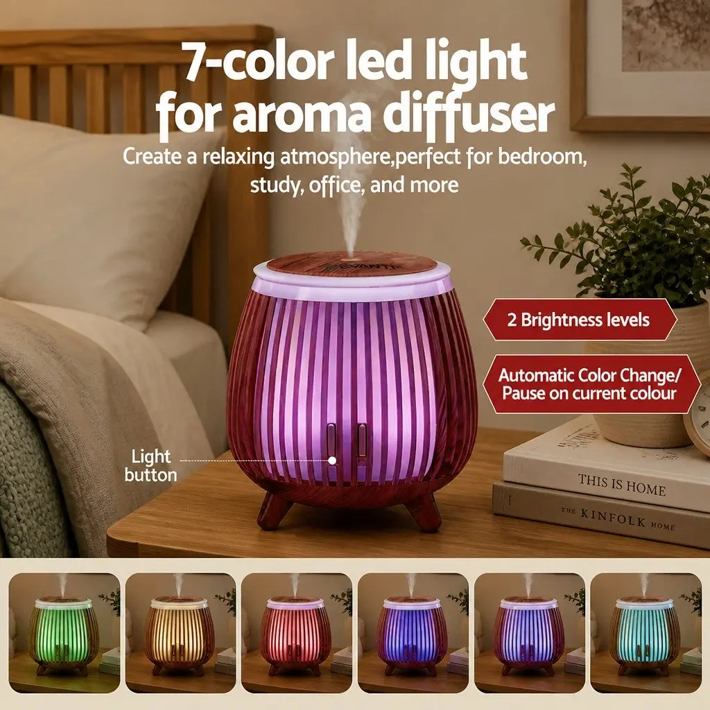 Aroma Diffuser Deep Wood 140ml Ultrasonic Humidifier LED Night Light Aromatherapy Mist