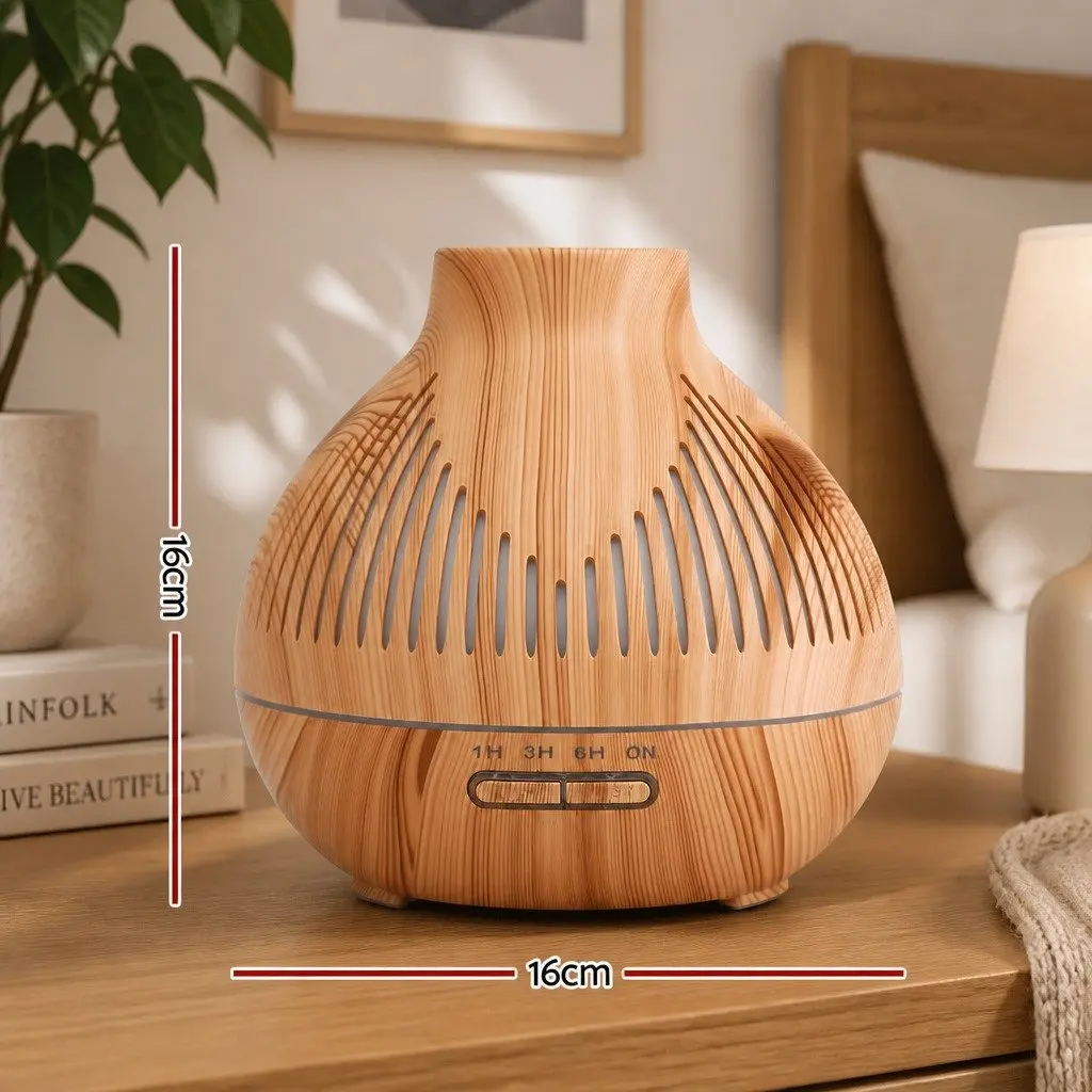 Aroma Diffuser Light Wood Grain 400ml Ultrasonic with 7 LED Colours and 3 Mist Modes
