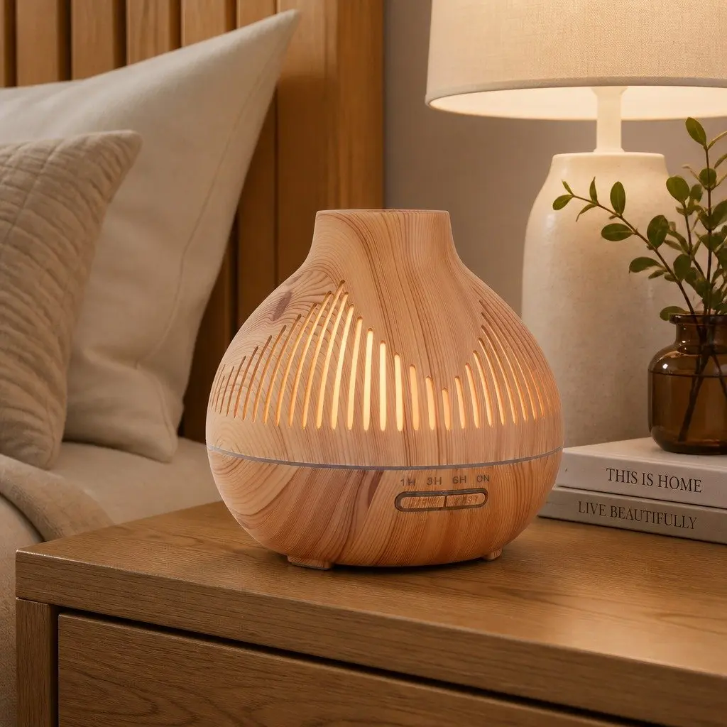 Aroma Diffuser Light Wood Grain 400ml Ultrasonic with 7 LED Colours and 3 Mist Modes