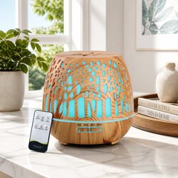 Aroma Diffuser Ultrasonic Aromatherapy 400ml Wood Grain Light Night Humidifier