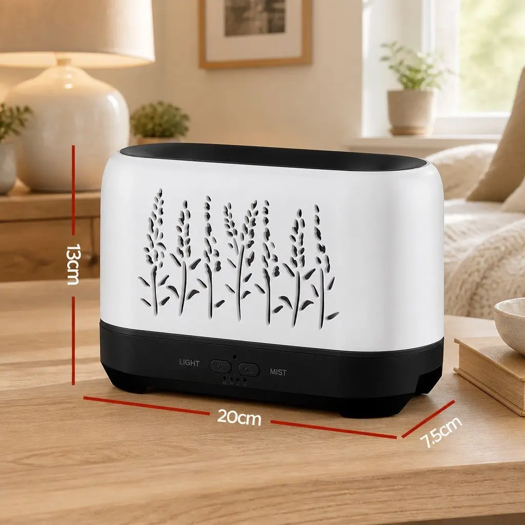 Aroma Diffuser White 200ml Ultrasonic Mist with Simulated Flame Effect
