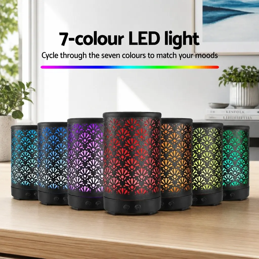 Aroma Diffuser Black 100ml 4-in-1 Ultrasonic Humidifier Night Light Remote Control