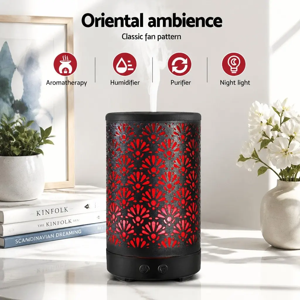 Aroma Diffuser Black 100ml 4-in-1 Ultrasonic Humidifier Night Light Remote Control
