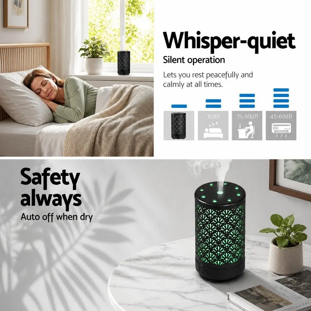 Aroma Diffuser Black 100ml 4-in-1 Ultrasonic Humidifier Night Light Remote Control