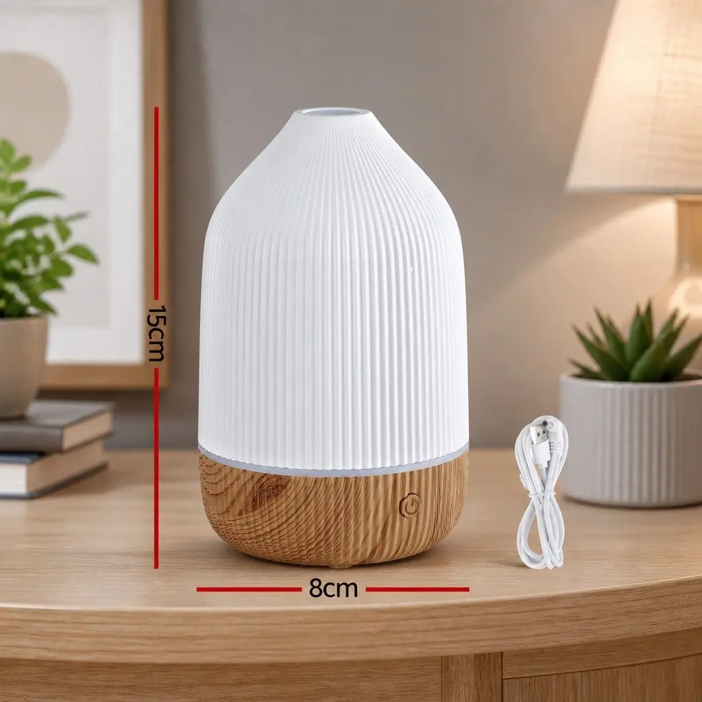 Aroma Diffuser Light Wood Grain 100ml Ultrasonic Technology 7 Colour LED Night Light