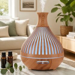 Compact Wood Grain Aroma Diffuser 400ml for Wellness