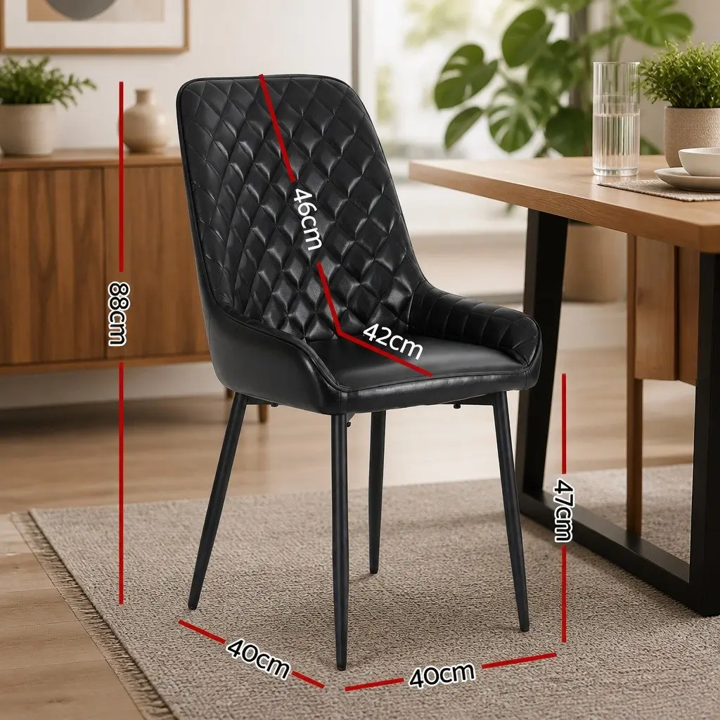 Dining Chairs Set of 4 Retro Kitchen Lounge Accent Seats Black PU Leather