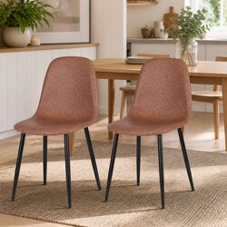 Dining Chairs Set of 2 Retro Kitchen Lounge Cafe Accent Seating Brown