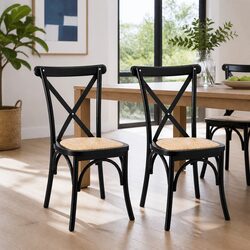 Concise and Confident Black Rattan Dining Chairs