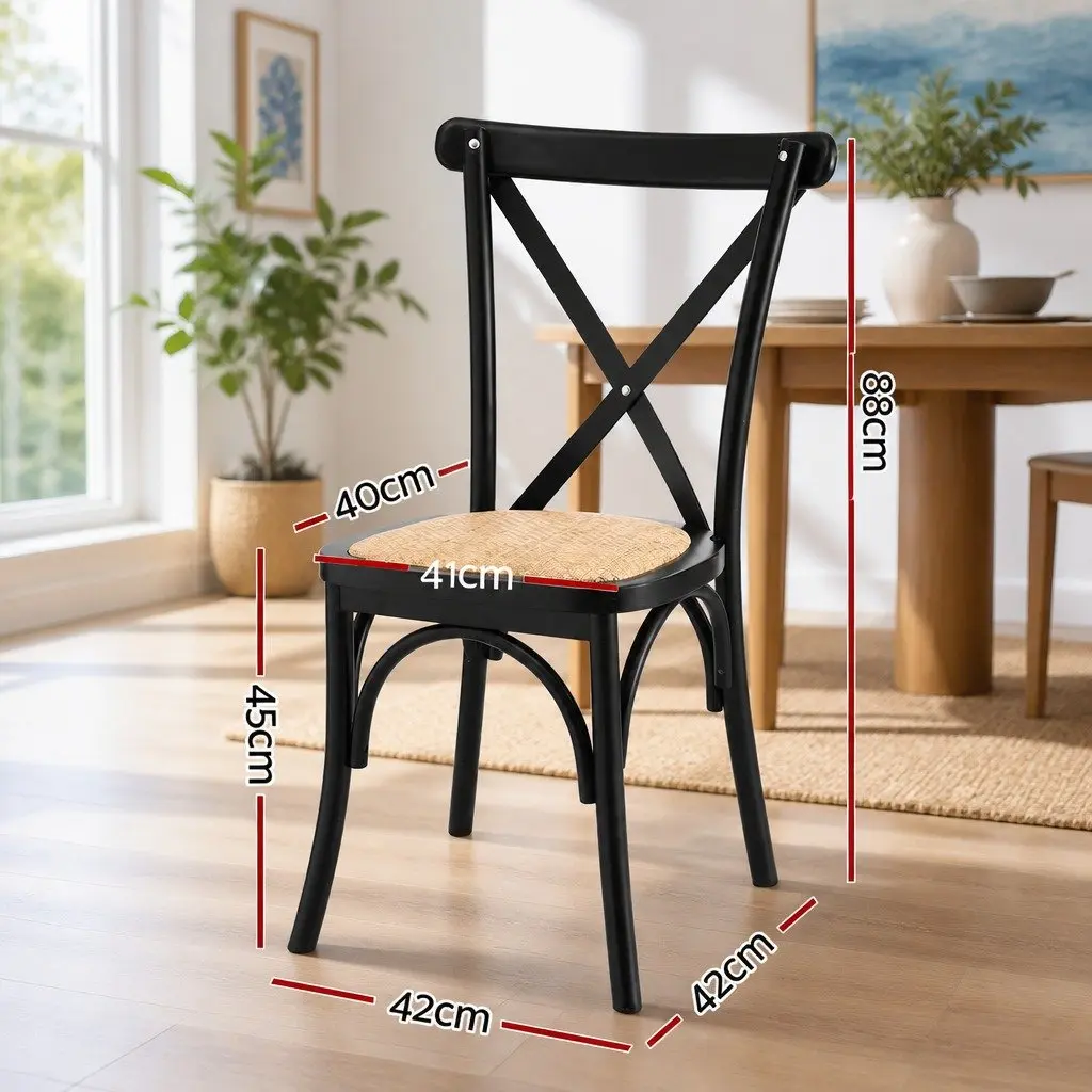Dining Chairs Black Rattan Ergonomic Curved Backrest Sturdy Frame Indoor Outdoor
